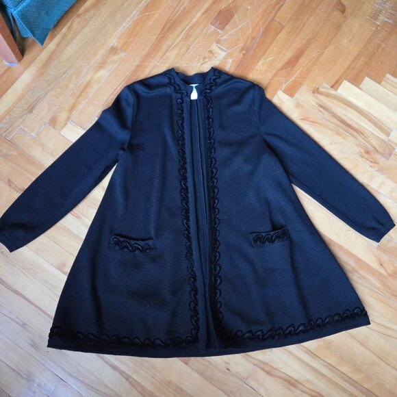 100% Wool Gorgeous Holt Renfrew Long Open Black Cardigan - Picture 7 of 11